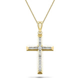 Diamond Cross Necklace with 0.50ct G/SI Diamonds in 9K Yellow Gold - All Diamond