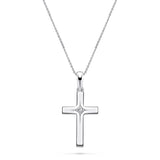 Diamond Cross Pendant Necklace 0.05ct G/SI Set in 9k White Gold - All Diamond