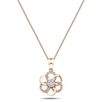 Diamond Flower Pendant Necklace 0.10ct G/SI 18k Rose Gold 9.4mm - All Diamond