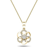 Diamond Flower Pendant Necklace 0.10ct G/SI 18k Yellow Gold 9.4mm - All Diamond