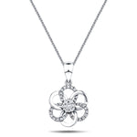 Diamond Flower Pendant Necklace 0.45ct G/SI 18k White Gold 17.9mm - All Diamond