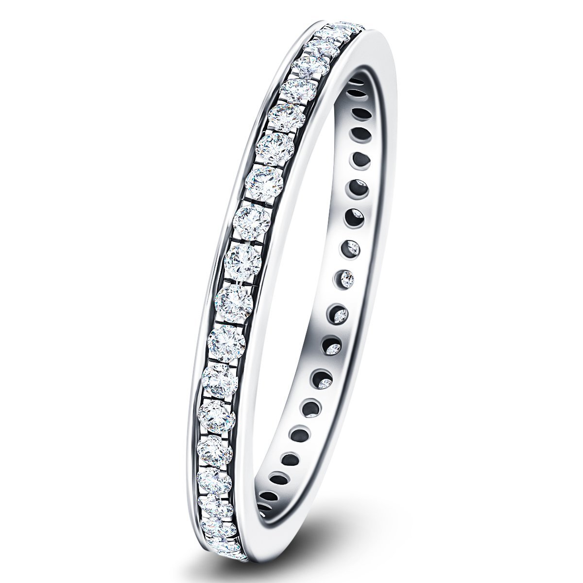 Diamond Full Eternity Diamond Ring 0.50ct G/SI 18k White Gold 2.3mm - All Diamond