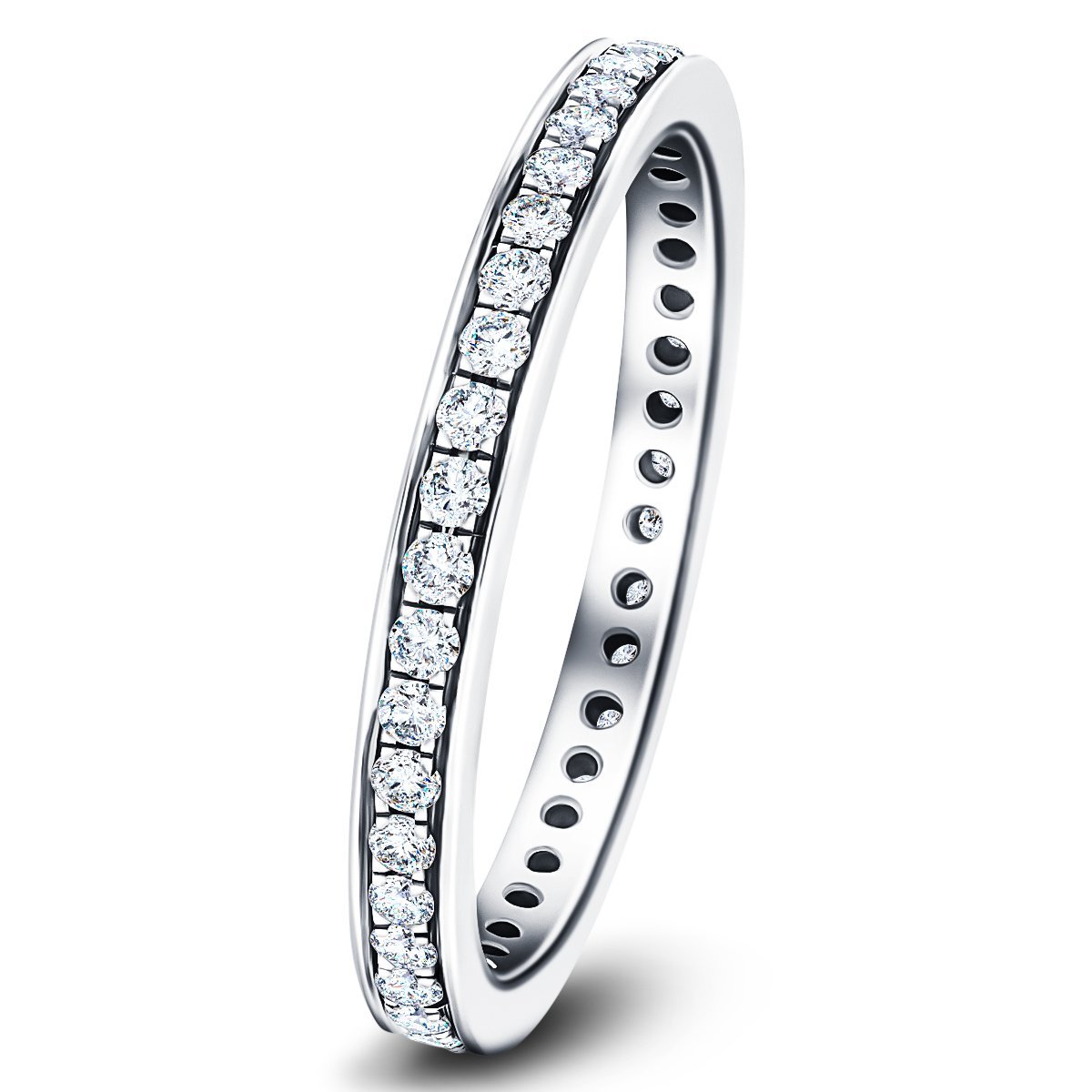 Diamond Full Eternity Diamond Ring 0.80ct G/SI 18k White Gold 2.7mm - All Diamond