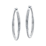 Diamond Grain Set Hoop Earrings 0.75ct G/SI 18k White Gold 39.0mm - All Diamond