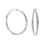 Diamond Grain Set Hoop Earrings 0.75ct G/SI 18k White Gold 39.0mm - All Diamond