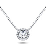 Diamond Halo Pendant Necklace 0.15ct G/SI Quality in 18k White Gold - All Diamond