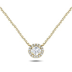 Diamond Halo Pendant Necklace 0.15ct G/SI Quality in 18k Yellow Gold - All Diamond