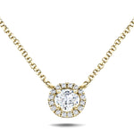 Diamond Halo Pendant Necklace 0.15ct G/SI Quality in 18k Yellow Gold - All Diamond