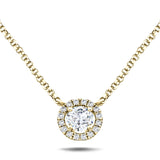 Diamond Halo Pendant Necklace 0.15ct G/SI Quality in 18k Yellow Gold - All Diamond