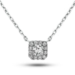 Diamond Halo Pendant Necklace 0.30ct G/SI Quality in 18k White Gold - All Diamond