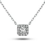 Diamond Halo Pendant Necklace 0.30ct G/SI Quality in 18k White Gold - All Diamond