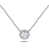 Diamond Halo Pendant Necklace 0.38ct G/SI Quality in 18k White Gold - All Diamond