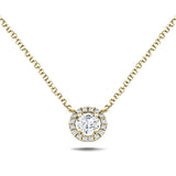 Diamond Halo Pendant Necklace 0.38ct G/SI Quality in 18k Yellow Gold - All Diamond