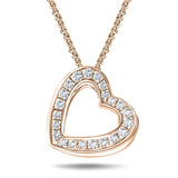 Diamond Heart Pendant Necklace 0.20ct G/SI 18k Rose Gold 12.0mm - All Diamond