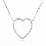 Diamond Heart Pendant Necklace 0.55ct G/SI Quality in 9k White Gold - All Diamond