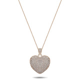 Diamond Heart Pendant Necklace 1.00ct G/SI 9k Rose Gold 18.4mm - All Diamond