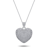 Diamond Heart Pendant Necklace 1.00ct G/SI 9k White Gold 18.4mm - All Diamond