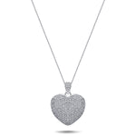 Diamond Heart Pendant Necklace 1.00ct G/SI 9k White Gold 18.4mm - All Diamond