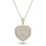 Diamond Heart Pendant Necklace 1.45ct G/SI Quality 18k in Yellow Gold - All Diamond