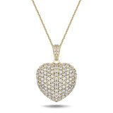 Diamond Heart Pendant Necklace 1.45ct G/SI Quality 18k in Yellow Gold - All Diamond