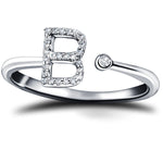 Diamond Initial 'B' Ring 0.10ct Premium Quality in 18k White Gold - All Diamond