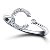 Diamond Initial 'C' Ring 0.10ct Premium Quality in 18k White Gold - All Diamond