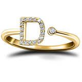 Diamond Initial 'D' Ring 0.10ct Premium Quality in 18k Yellow Gold - All Diamond