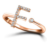 Diamond Initial 'F' Ring 0.10ct Premium Quality in 18k Rose Gold - All Diamond