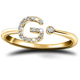 Diamond Initial 'G' Ring 0.10ct Premium Quality in 18k Yellow Gold - All Diamond