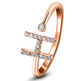 Diamond Initial 'H' Ring 0.10ct Premium Quality in 18k Rose Gold - All Diamond