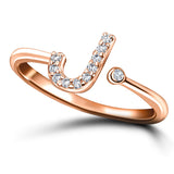 Diamond Initial 'J' Ring 0.10ct Premium Quality in 18k Rose Gold - All Diamond