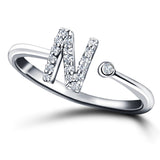 Diamond Initial 'N' Ring 0.10ct Premium Quality in 18k White Gold - All Diamond