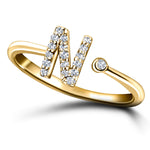 Diamond Initial 'N' Ring 0.10ct Premium Quality in 18k Yellow Gold - All Diamond