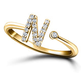 Diamond Initial 'N' Ring 0.10ct Premium Quality in 18k Yellow Gold - All Diamond