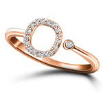 Diamond Initial 'O' Ring 0.10ct Premium Quality in 18k Rose Gold - All Diamond