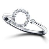 Diamond Initial 'O' Ring 0.10ct Premium Quality in 18k White Gold - All Diamond