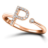 Diamond Initial 'P' Ring 0.10ct Premium Quality in 18k Rose Gold - All Diamond