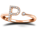 Diamond Initial 'P' Ring 0.10ct Premium Quality in 18k Rose Gold - All Diamond