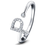 Diamond Initial 'P' Ring 0.10ct Premium Quality in 18k White Gold - All Diamond