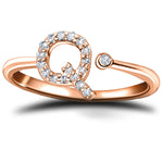 Diamond Initial 'Q' Ring 0.10ct Premium Quality in 18k Rose Gold - All Diamond