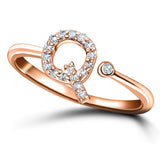 Diamond Initial 'Q' Ring 0.10ct Premium Quality in 18k Rose Gold - All Diamond