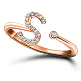 Diamond Initial 'S' Ring 0.10ct Premium Quality in 18k Rose Gold - All Diamond