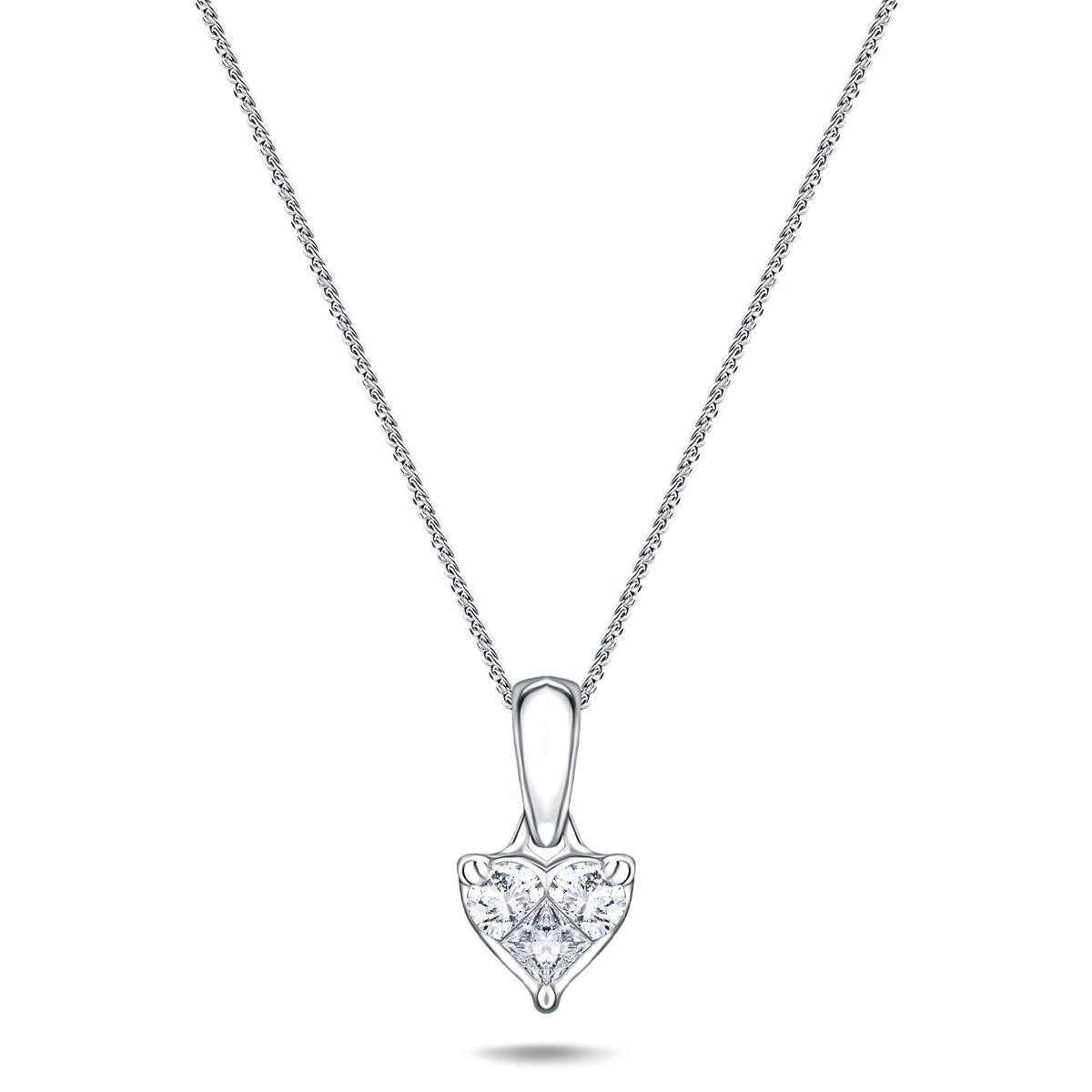 Diamond Pendant Necklace 0.25ct G/SI Quality 18k White Gold 6.5x12.3 - All Diamond