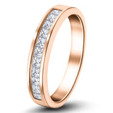 Diamond Princess Half Eternity Ring 0.50ct G/SI 18k Rose Gold 3.8mm - All Diamond