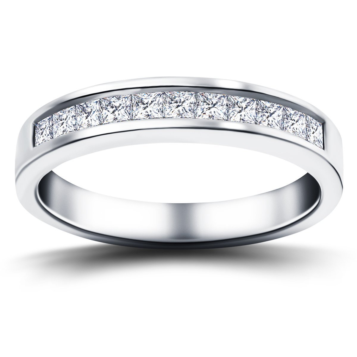 Diamond Princess Half Eternity Ring 0.50ct G/SI 18k White Gold 3.8mm - All Diamond