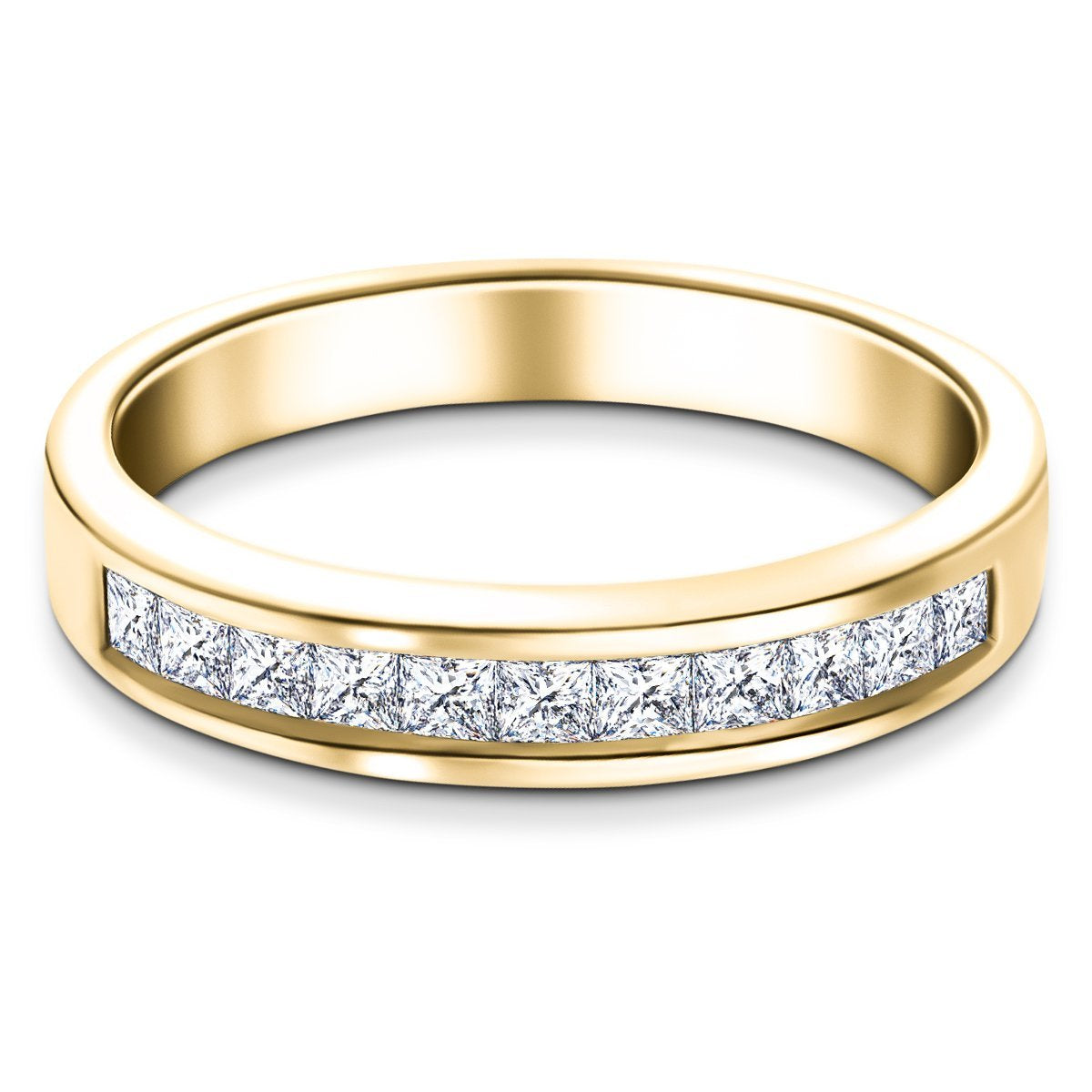 Diamond Princess Half Eternity Ring 0.50ct G/SI 18k Yellow Gold 3.8mm - All Diamond
