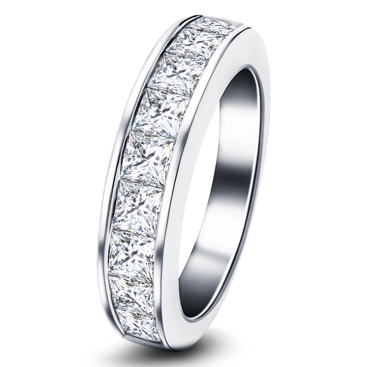 Diamond Princess Half Eternity Ring 1.75ct G/SI in Platinum 4.6mm - All Diamond