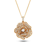 Diamond Rose Pendant Necklace 0.60ct G/SI Quality in 18k Rose Gold - All Diamond