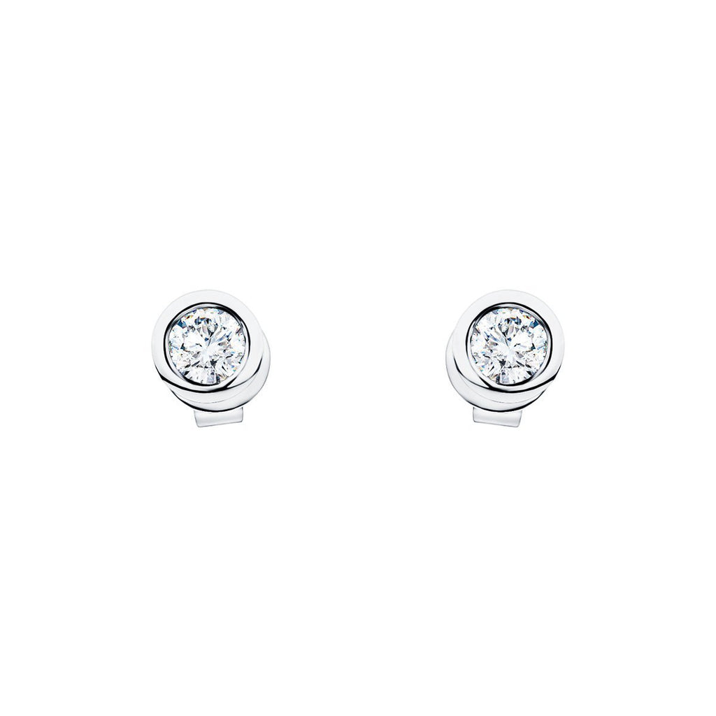 Diamond Rub Over Earrings 0.20ct G/SI Quality in 18k White Gold - All Diamond