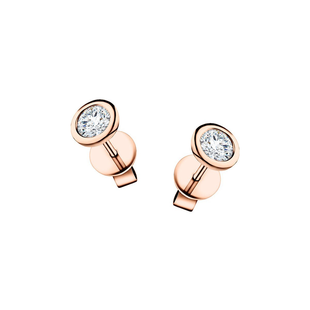 Diamond Rub Over Earrings 0.30ct G/SI Quality in 18k Rose Gold - All Diamond